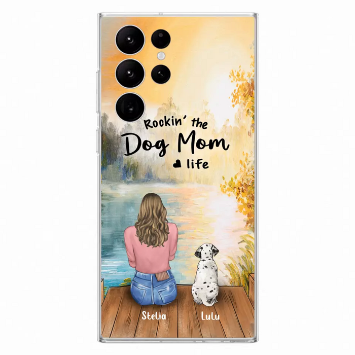 Custom Personalized Dog Mom Phone Case - Gifts For Dog Lovers With Upto 4 Dogs - Rockin' The Dog Mom Life - Case For iPhone, Samsung And Xiaomi