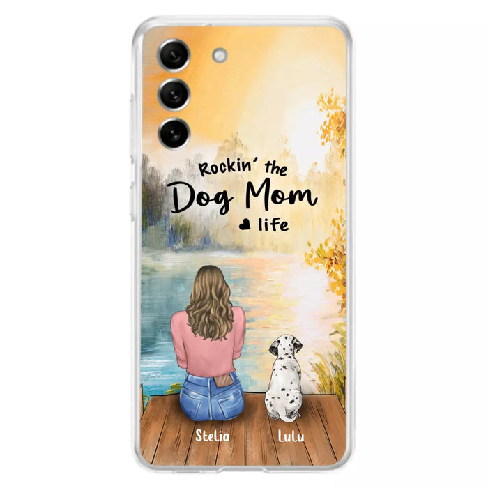 Custom Personalized Dog Mom Phone Case - Gifts For Dog Lovers With Upto 4 Dogs - Rockin' The Dog Mom Life - Case For iPhone, Samsung And Xiaomi