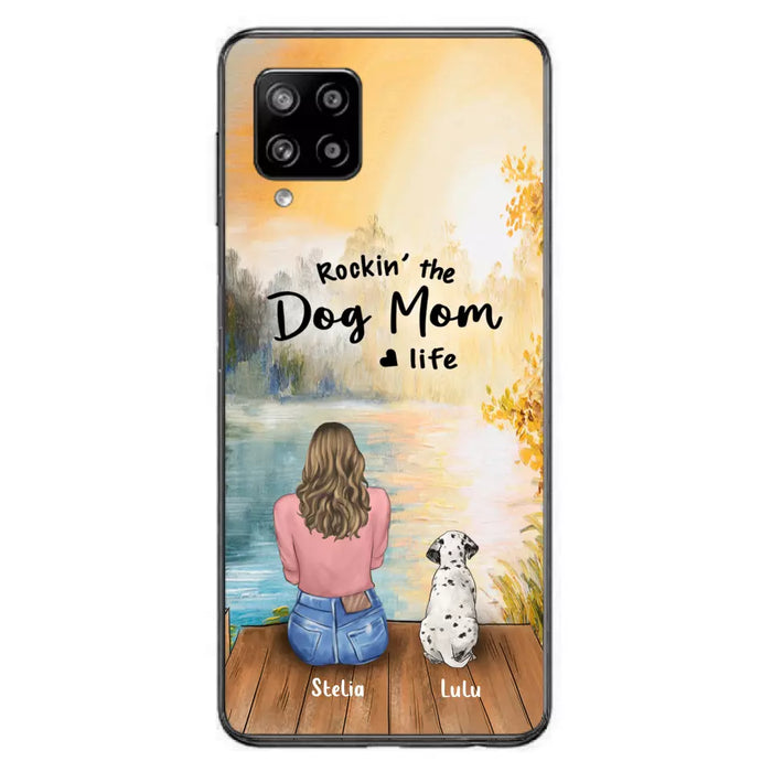 Custom Personalized Dog Mom Phone Case - Gifts For Dog Lovers With Upto 4 Dogs - Rockin' The Dog Mom Life - Case For iPhone, Samsung And Xiaomi