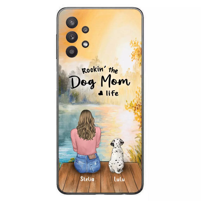 Custom Personalized Dog Mom Phone Case - Gifts For Dog Lovers With Upto 4 Dogs - Rockin' The Dog Mom Life - Case For iPhone, Samsung And Xiaomi