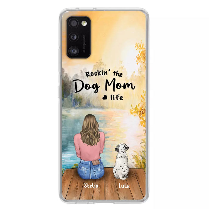 Custom Personalized Dog Mom Phone Case - Gifts For Dog Lovers With Upto 4 Dogs - Rockin' The Dog Mom Life - Case For iPhone, Samsung And Xiaomi