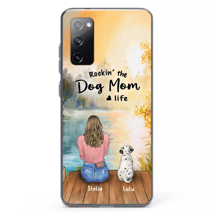 Custom Personalized Dog Mom Phone Case - Gifts For Dog Lovers With Upto 4 Dogs - Rockin' The Dog Mom Life - Case For iPhone, Samsung And Xiaomi