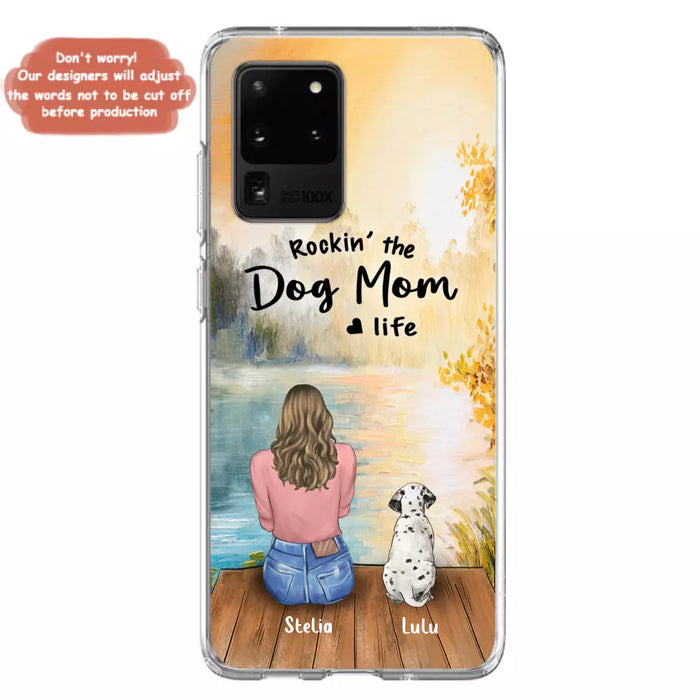 Custom Personalized Dog Mom Phone Case - Gifts For Dog Lovers With Upto 4 Dogs - Rockin' The Dog Mom Life - Case For iPhone, Samsung And Xiaomi