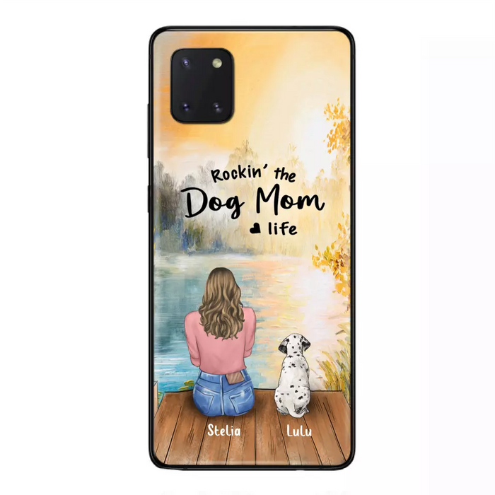 Custom Personalized Dog Mom Phone Case - Gifts For Dog Lovers With Upto 4 Dogs - Rockin' The Dog Mom Life - Case For iPhone, Samsung And Xiaomi