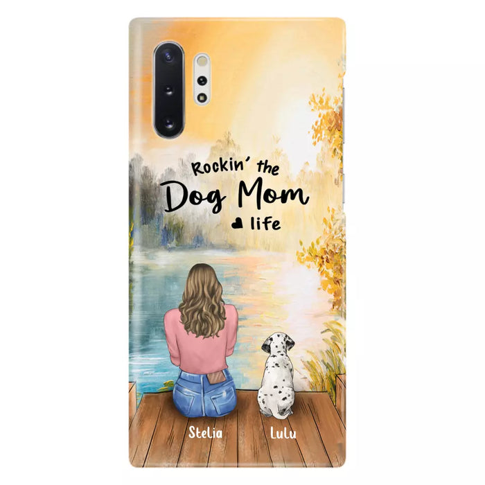 Custom Personalized Dog Mom Phone Case - Gifts For Dog Lovers With Upto 4 Dogs - Rockin' The Dog Mom Life - Case For iPhone, Samsung And Xiaomi