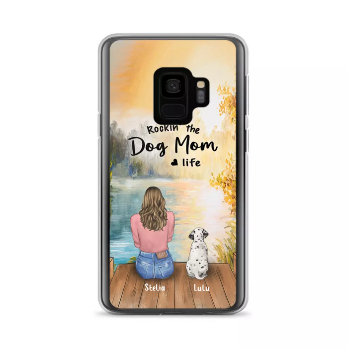 Custom Personalized Dog Mom Phone Case - Gifts For Dog Lovers With Upto 4 Dogs - Rockin' The Dog Mom Life - Case For iPhone, Samsung And Xiaomi