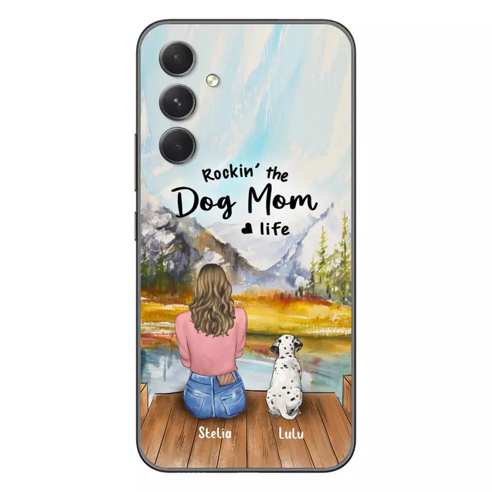 Custom Personalized Dog Mom Phone Case - Gifts For Dog Lovers With Upto 4 Dogs - Rockin' The Dog Mom Life - Case For iPhone, Samsung And Xiaomi