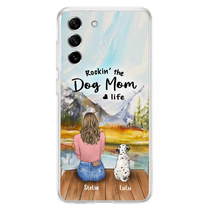 Custom Personalized Dog Mom Phone Case - Gifts For Dog Lovers With Upto 4 Dogs - Rockin' The Dog Mom Life - Case For iPhone, Samsung And Xiaomi