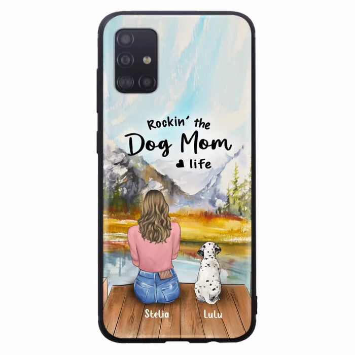 Custom Personalized Dog Mom Phone Case - Gifts For Dog Lovers With Upto 4 Dogs - Rockin' The Dog Mom Life - Case For iPhone, Samsung And Xiaomi