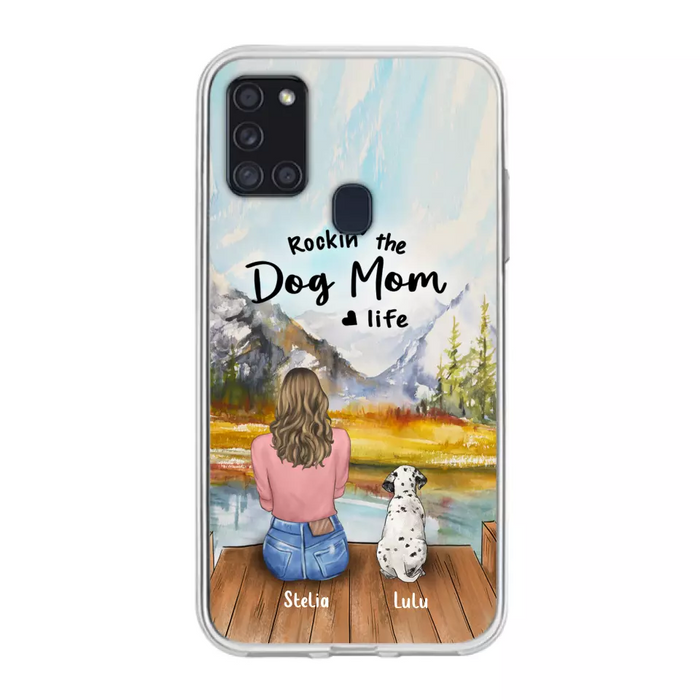 Custom Personalized Dog Mom Phone Case - Gifts For Dog Lovers With Upto 4 Dogs - Rockin' The Dog Mom Life - Case For iPhone, Samsung And Xiaomi