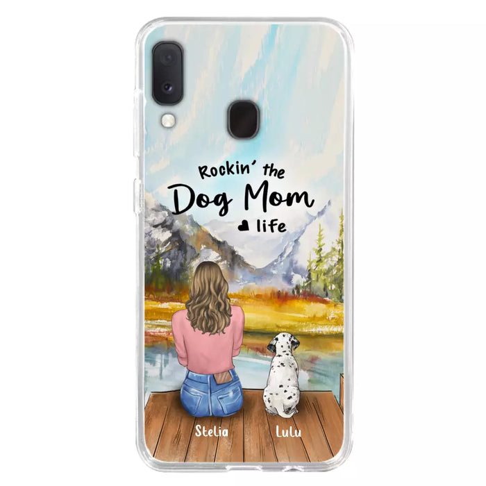 Custom Personalized Dog Mom Phone Case - Gifts For Dog Lovers With Upto 4 Dogs - Rockin' The Dog Mom Life - Case For iPhone, Samsung And Xiaomi