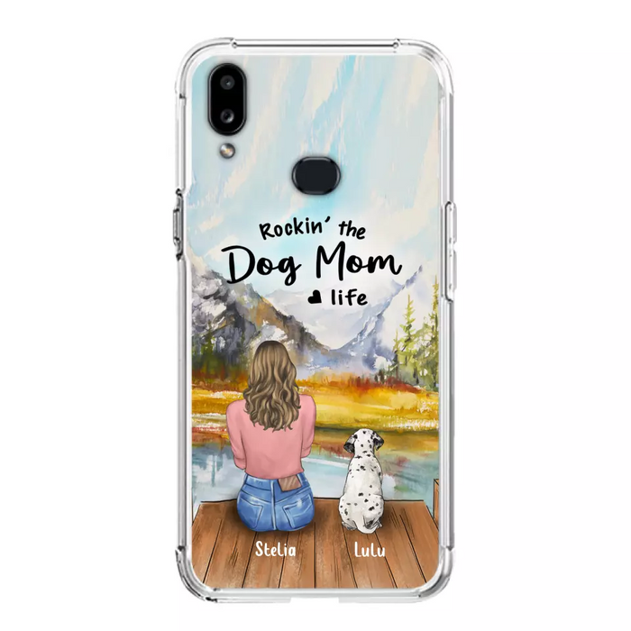 Custom Personalized Dog Mom Phone Case - Gifts For Dog Lovers With Upto 4 Dogs - Rockin' The Dog Mom Life - Case For iPhone, Samsung And Xiaomi