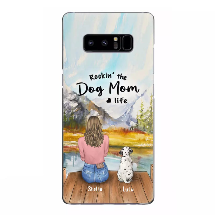 Custom Personalized Dog Mom Phone Case - Gifts For Dog Lovers With Upto 4 Dogs - Rockin' The Dog Mom Life - Case For iPhone, Samsung And Xiaomi