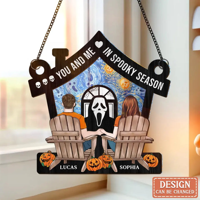 Custom Personalized Couple Spooky Season Hanging Suncatcher Ornament - Gift Idea For Couple - You And Me