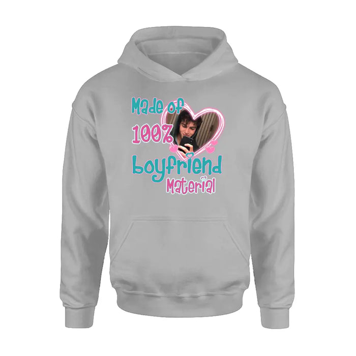 Custom Personalized Boyfriend Material T-shirt/ Long Sleeve/ Sweatshirt/ Hoodie - Upload Photo - Couple Gift Idea