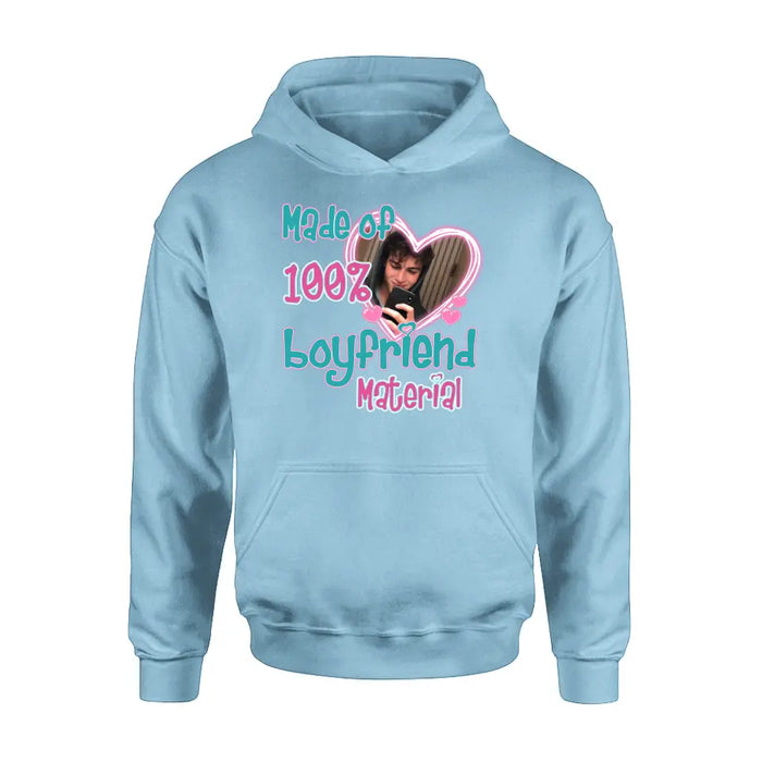 Custom Personalized Boyfriend Material T-shirt/ Long Sleeve/ Sweatshirt/ Hoodie - Upload Photo - Couple Gift Idea