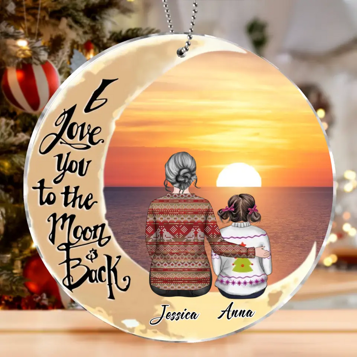 Custom Personalized Grandma Kids Acrylic Ornament - Christmas Gift Idea For Grandma - Upto 3 Kids - I Love You To The Moon & Back