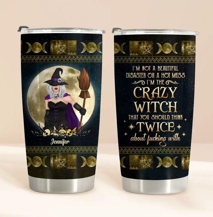 Custom Personalized Halloween Witch Tumbler - Gift Idea For Halloween/ Witch Lovers/ Friends - I'm The Crazy Witch