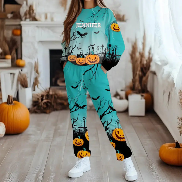 Custom Personalized Halloween AOP Women's Pajamas - Halloween Gift Idea - Custom Name