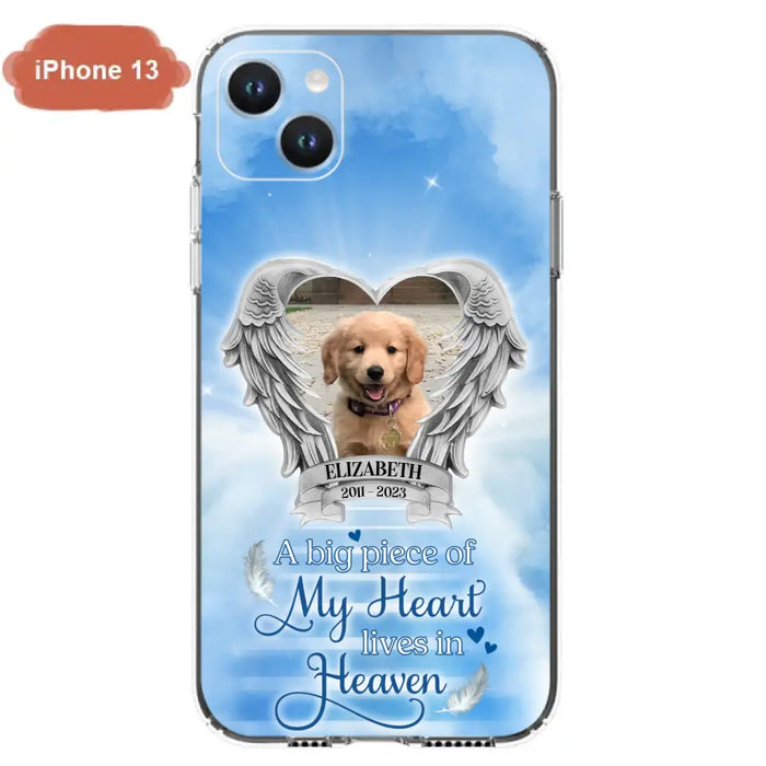 Custom Personalized Memorial Phone Case - Upload Photo - Memorial Gift Idea For Family Member/ Pet Owner - A Big Piece Of My Heart Lives In Heaven - Case For iPhone And Samsung