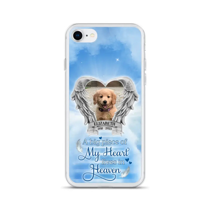 Custom Personalized Memorial Phone Case - Upload Photo - Memorial Gift Idea For Family Member/ Pet Owner - A Big Piece Of My Heart Lives In Heaven - Case For iPhone And Samsung