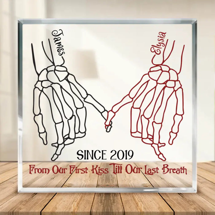 Custom Personalized Couple Halloween Square Acrylic Plaque - Gift Idea For Couple - From Our First Kiss Till Our Last Breath