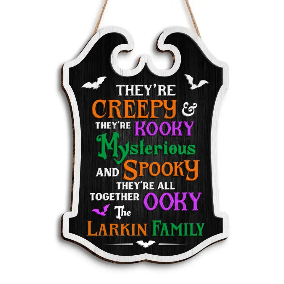 They're Altogether Ooky - Personalized Shaped Wood Sign - Gift For Family, Halloween Gift