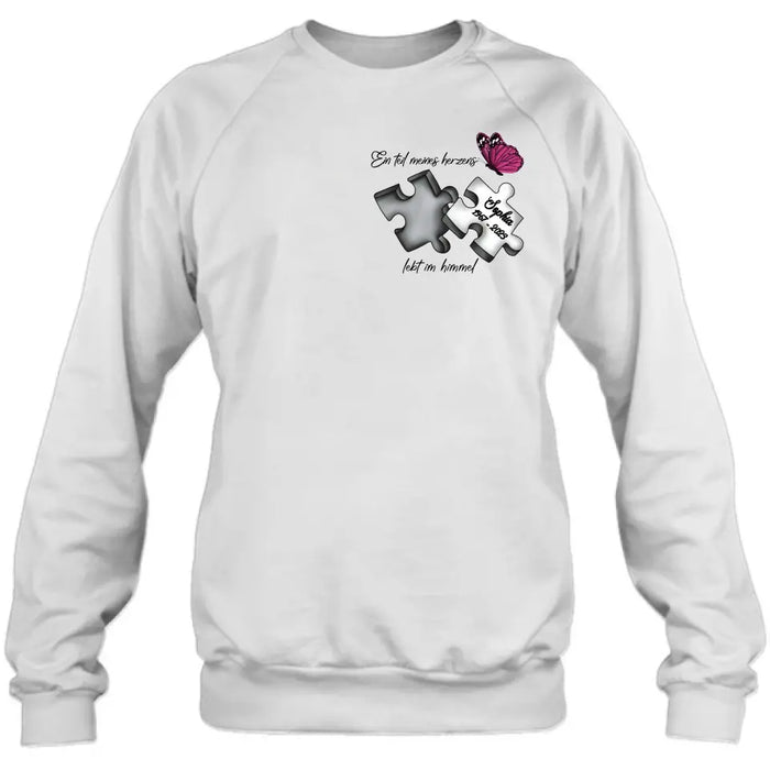 Personalisiertes Gedenk-Schmetterlings-Shirt/Hoodie - Gedenk Geschenkidee - Ein teil meines herzens lebt im himmel