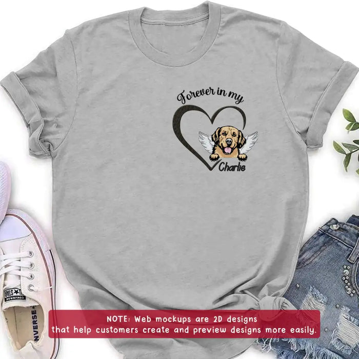 Custom Personalized Dog Embroidered T-shirt/ Sweater/ Hoodie - Memorial Gift Idea For Dog Mom/ Dog Dad - Forever In My