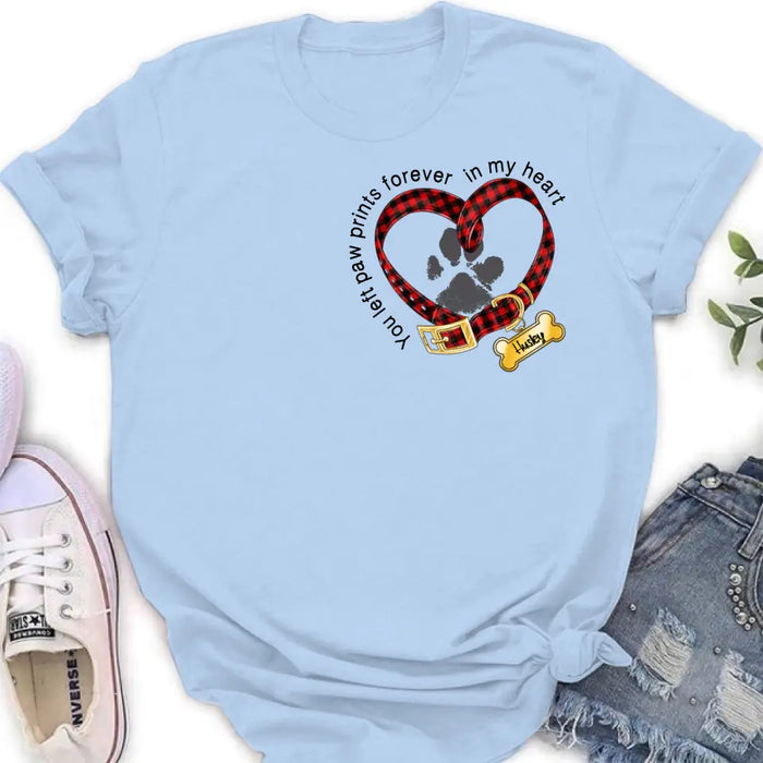 Personalized Dog T-shirt/Hoodie - Christmas Gift Idea For Dog Lover - You Left Paw Prints Forever In My Heart