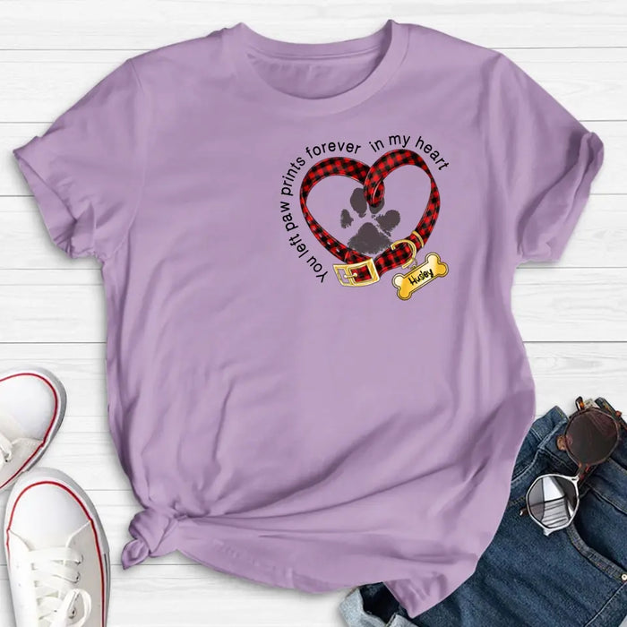 Personalized Dog T-shirt/Hoodie - Christmas Gift Idea For Dog Lover - You Left Paw Prints Forever In My Heart