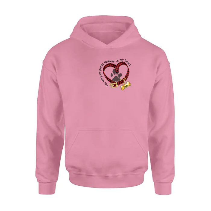 Personalized Dog T-shirt/Hoodie - Christmas Gift Idea For Dog Lover - You Left Paw Prints Forever In My Heart