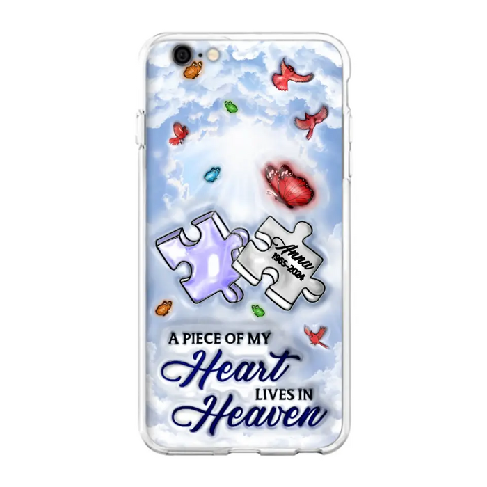 Custom Personalized Memorial Piece Phone Case - Memorial Gift Idea - Case For iPhone/ Samsung - A Piece Of My Heart Lives In Heaven