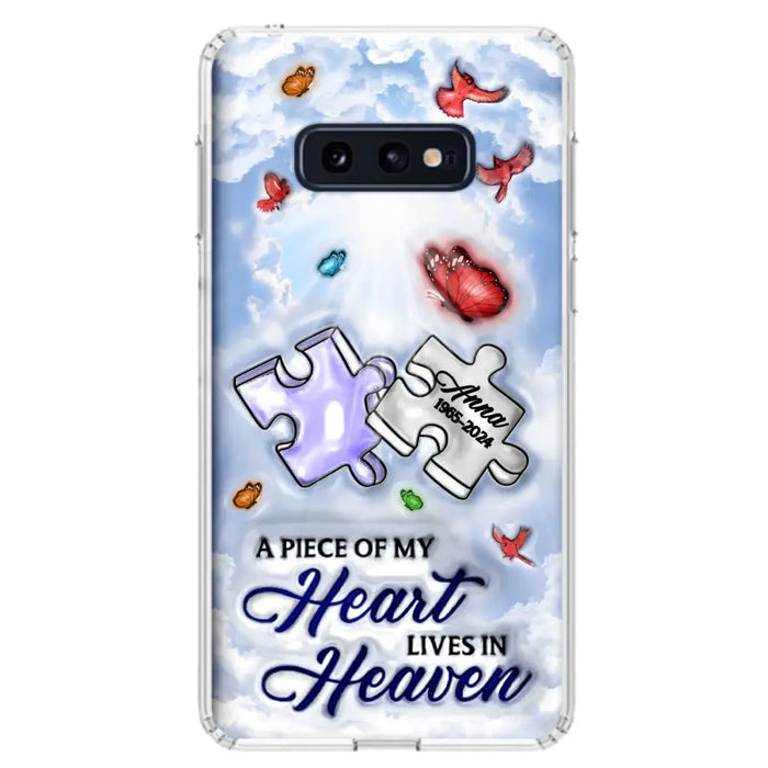 Custom Personalized Memorial Piece Phone Case - Memorial Gift Idea - Case For iPhone/ Samsung - A Piece Of My Heart Lives In Heaven