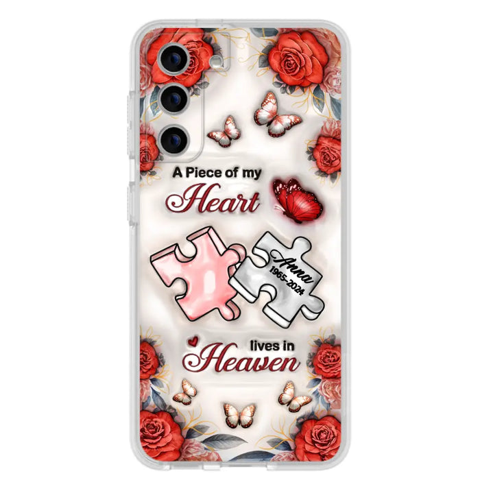 Custom Personalized Memorial Phone Case - Memorial Gift Idea - Case For iPhone/ Samsung - A Piece Of My Heart Lives In Heaven