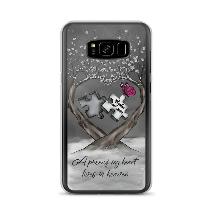 Custom Personalized Memorial Phone Case - Memorial Gift Idea For Family Member - Case For iPhone/ Samsung - A Piece Of My Heart Lives In Heaven