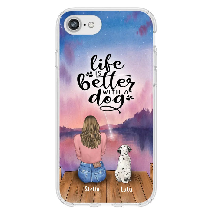 Custom Personalized Dog Mom Phone Case - Gifts For Dog Lovers With Upto 4 Dogs - Life Is Better With A Dog - Case For iPhone, Samsung And Xiaomi