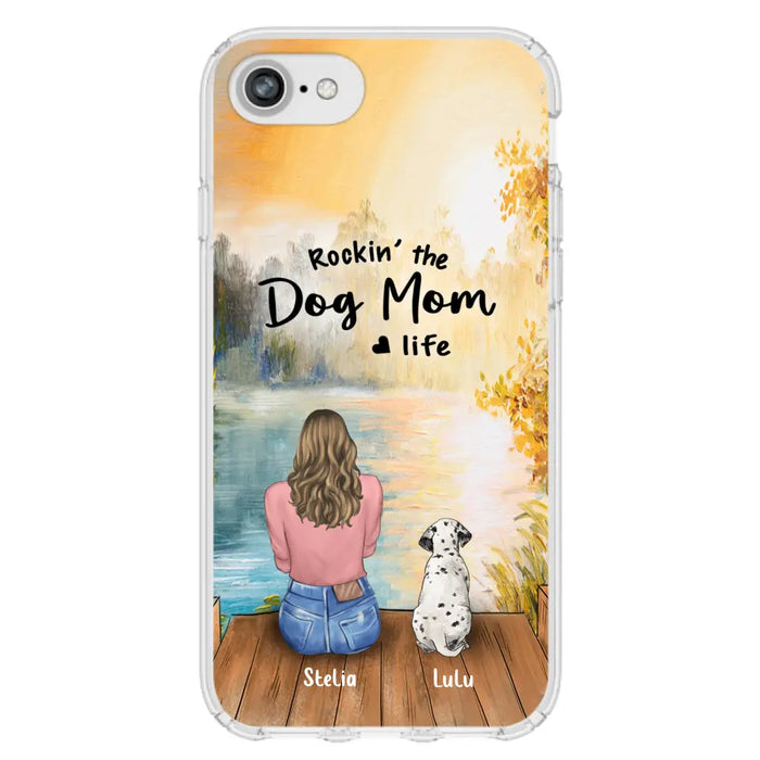 Custom Personalized Dog Mom Phone Case - Gifts For Dog Lovers With Upto 4 Dogs - Rockin' The Dog Mom Life - Case For iPhone, Samsung And Xiaomi