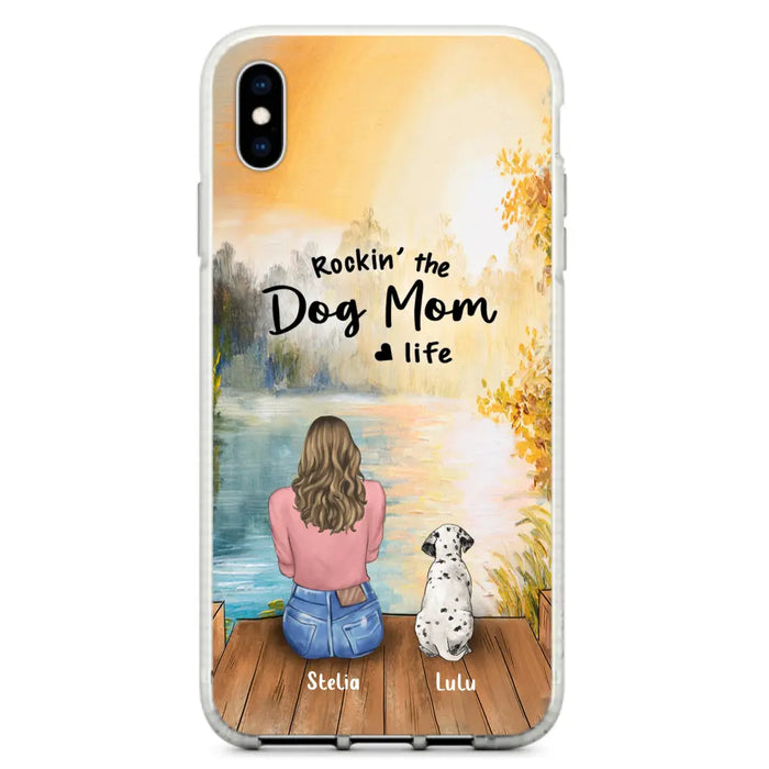 Custom Personalized Dog Mom Phone Case - Gifts For Dog Lovers With Upto 4 Dogs - Rockin' The Dog Mom Life - Case For iPhone, Samsung And Xiaomi