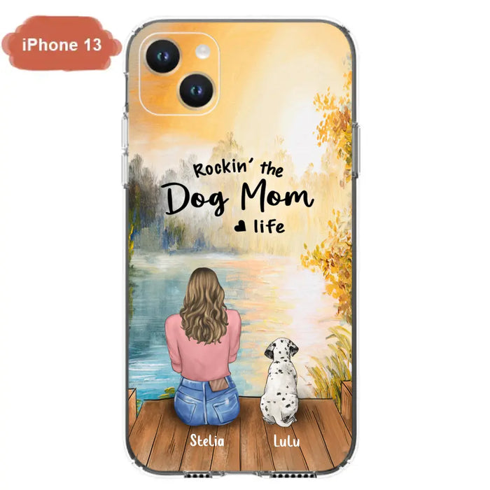 Custom Personalized Dog Mom Phone Case - Gifts For Dog Lovers With Upto 4 Dogs - Rockin' The Dog Mom Life - Case For iPhone, Samsung And Xiaomi