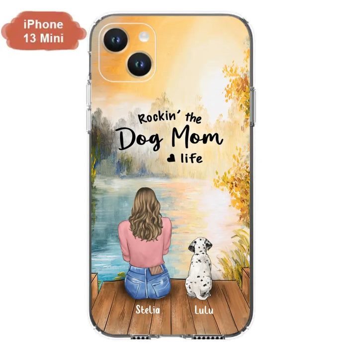 Custom Personalized Dog Mom Phone Case - Gifts For Dog Lovers With Upto 4 Dogs - Rockin' The Dog Mom Life - Case For iPhone, Samsung And Xiaomi