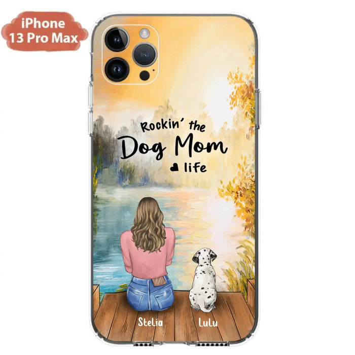 Custom Personalized Dog Mom Phone Case - Gifts For Dog Lovers With Upto 4 Dogs - Rockin' The Dog Mom Life - Case For iPhone, Samsung And Xiaomi