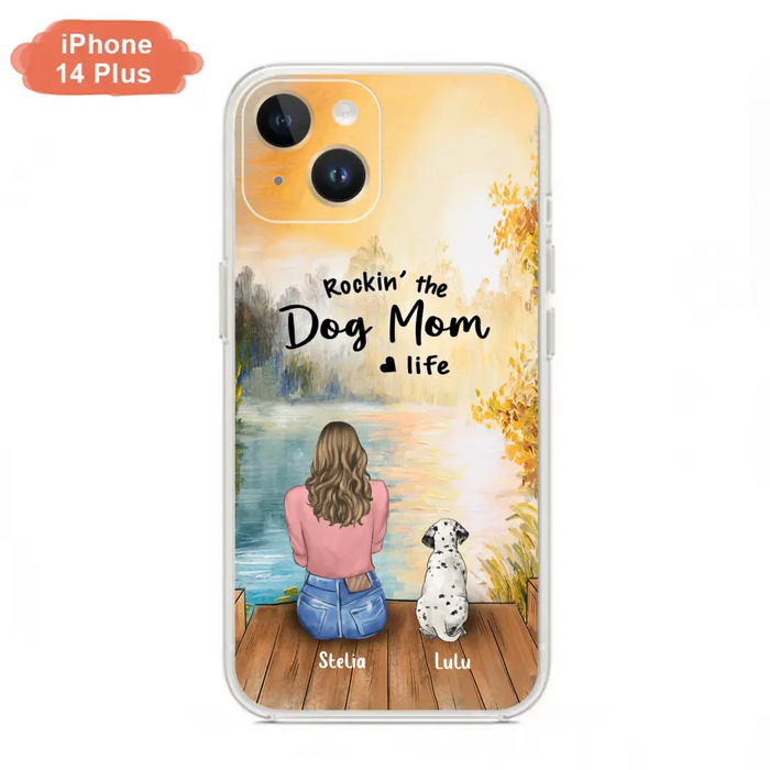 Custom Personalized Dog Mom Phone Case - Gifts For Dog Lovers With Upto 4 Dogs - Rockin' The Dog Mom Life - Case For iPhone, Samsung And Xiaomi