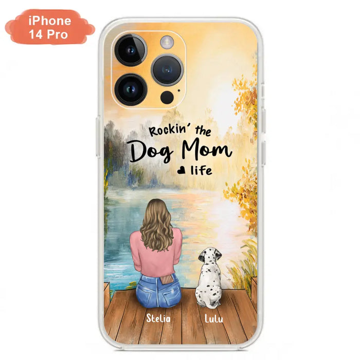 Custom Personalized Dog Mom Phone Case - Gifts For Dog Lovers With Upto 4 Dogs - Rockin' The Dog Mom Life - Case For iPhone, Samsung And Xiaomi