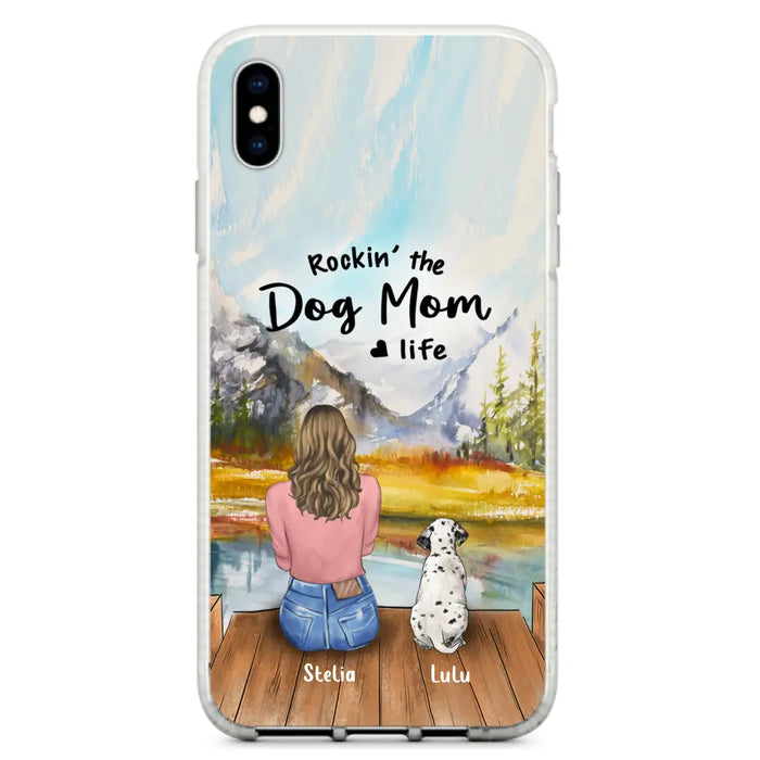 Custom Personalized Dog Mom Phone Case - Gifts For Dog Lovers With Upto 4 Dogs - Rockin' The Dog Mom Life - Case For iPhone, Samsung And Xiaomi