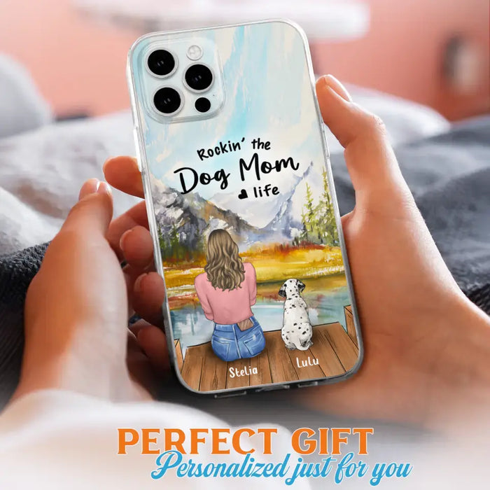 Custom Personalized Dog Mom Phone Case - Gifts For Dog Lovers With Upto 4 Dogs - Rockin' The Dog Mom Life - Case For iPhone, Samsung And Xiaomi