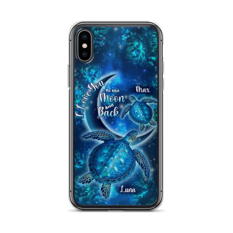 Custom Personalized Turtle Phone Case For Iphone and Samsung - Up to 6 Turtles - I Love You To The Moon And Back - IUNAG8
