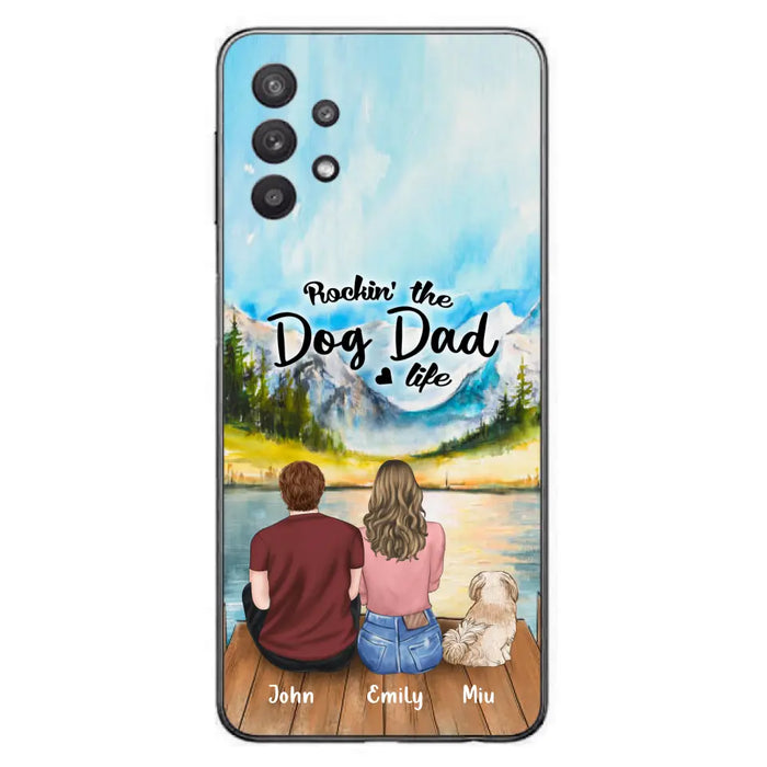 Custom Personalized Pet Parents Phone Case - Parents & Upto 3 Pets - Gifts For Dog Lovers,Cat Lovers - Rockin' The Dog Dad Life