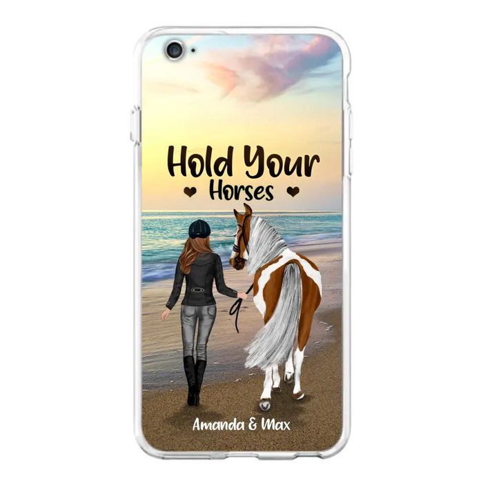 Personalized Horse Girl Phone Case - Girl with up to 2 Horses - Four Feet Move My Soul - QX6ZS1