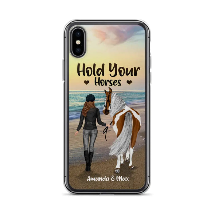 Personalized Horse Girl Phone Case - Girl with up to 2 Horses - Four Feet Move My Soul - QX6ZS1